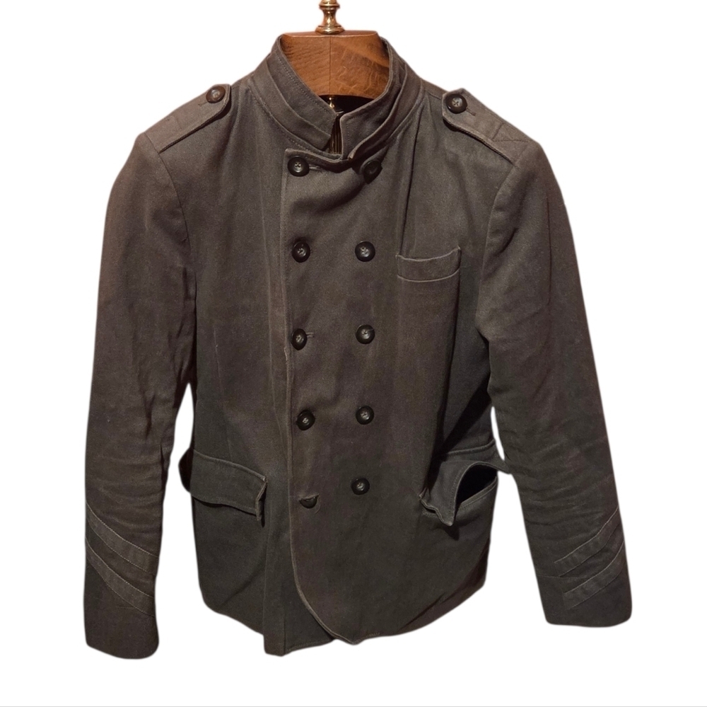 D Collection by Troy Smith Brown Removable Hood Berlin Military Jacket Sz Large